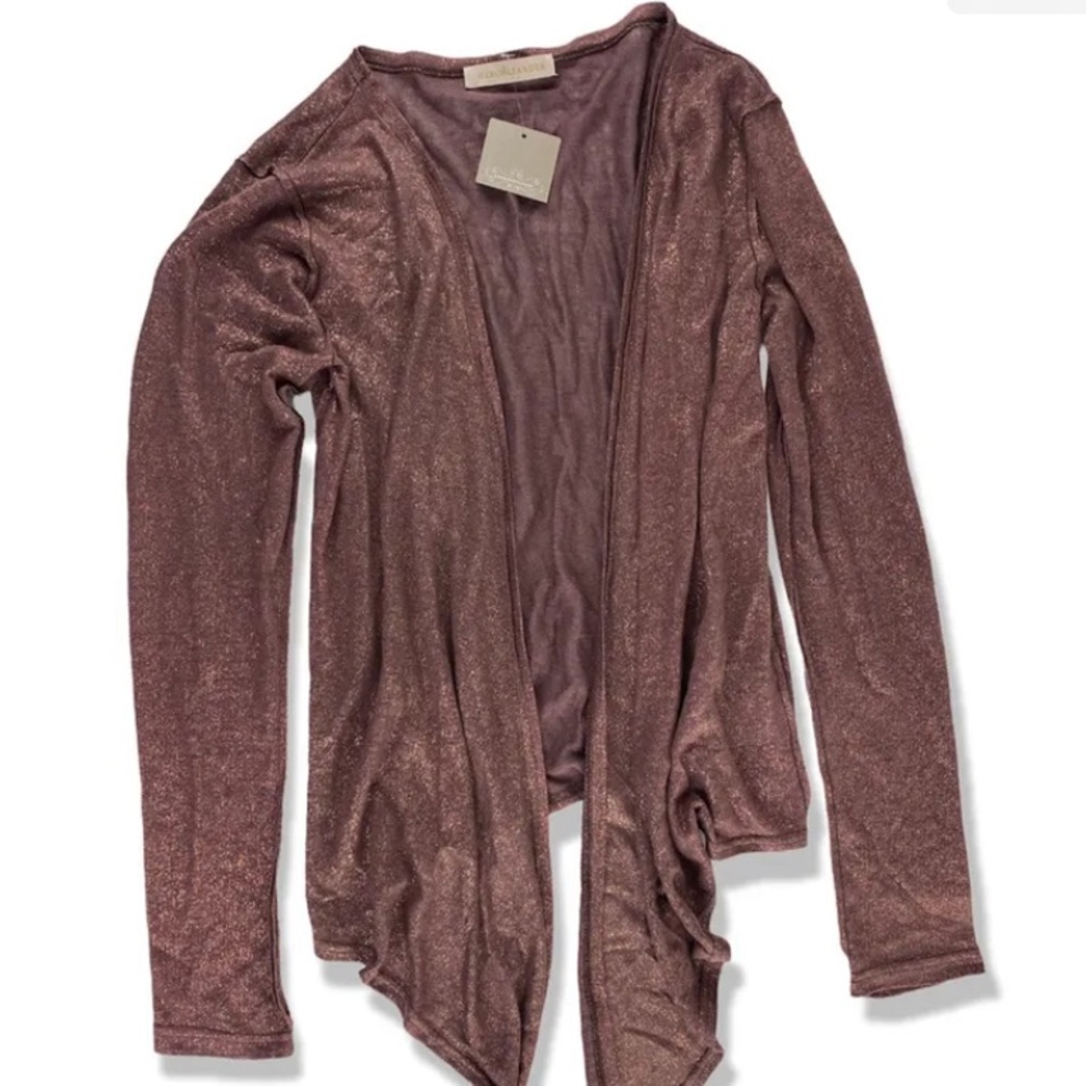 Anthropologie Hero & Leander Metallic Linen Cardigan